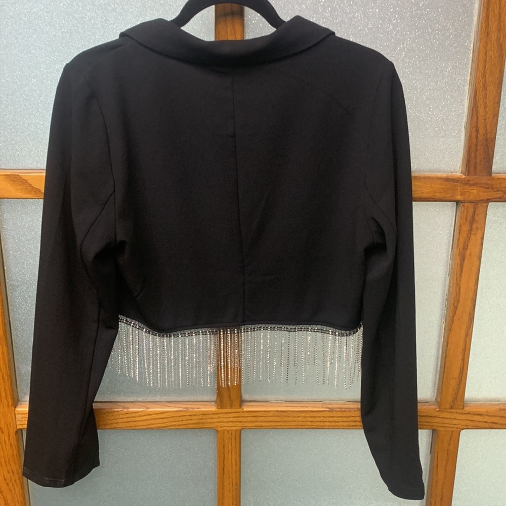 NEW WITH TAGS! Sincerely Jules black lightweight jacket with faux diamonds - Picture 3 of 3